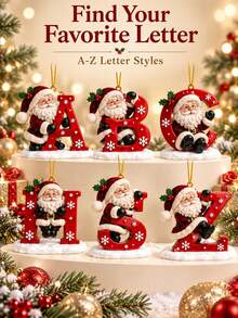 Christmas Tree Shaped Santa Claus Enamel Pendant - A-Z Letter Style - Ideal Decoration For Christmas, Valentine's Day And Thanksgiving | Multi-Functional Keychain And Backpack Charm, No Battery Required, 2D Flat Design, Suitable For All Seasons - Multicolor - View 1