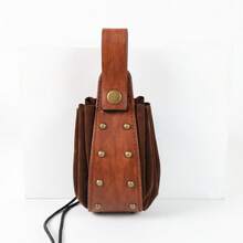Set Aksesori Kostum Viking Abad Pertengahan: Korset Kulit PU dengan Tali Pengikat, Tas Pinggang, Dompet Koin Serut, Klip Rok untuk Pameran Renaissance. - A - View 6