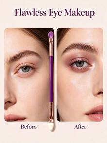 Dual-Ended Eyeshadow Brush Set, Double-Sided Eye Makeup Brushes With Purple Handle, Suitable For Eyeshadow, Blending, Highlighting And Detail Application, Multi-Functional Eye Makeup Tool For Beginners, Women And Daily Beauty Care, Portable For Travel - Multicolor - View 5