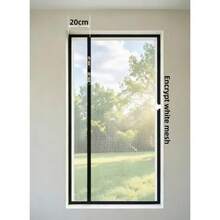 Black Edge Zippered Mosquito Screen, High-Density Fine Mesh, Easy Self-Install Anti-Insect Window Screen Curtain For Home - White Mesh With Black Trim, Left-side Zipper - View 1