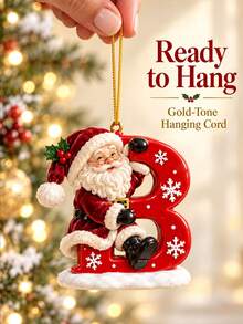 Christmas Tree Shaped Santa Claus Enamel Pendant - A-Z Letter Style - Ideal Decoration For Christmas, Valentine's Day And Thanksgiving | Multi-Functional Keychain And Backpack Charm, No Battery Required, 2D Flat Design, Suitable For All Seasons - Multicolor - View 5