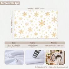1pc Winter Christmas Minimalist Gold Snowflake Pattern Tablecloth, Stain-Resistant Dining Table Decor Cloth, Suitable For Kitchen, Dining Table, Coffee Table, TV Cabinet, Entryway, Party Holiday Decoration, Home Decor, Christmas Gathering - Multicolor - View 13