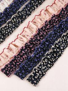 1 Yard Chiffon Ruffled Hem With Small Floral Print And Lace Trim, 4.5cm Doll Clothes Trim, Headband Accessories - Pleated Floral - View 5