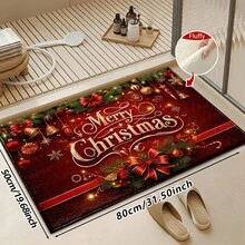 1pc Kitchen Mat, Soft Faux Cashmere Material Floor Mat, Christmas Pattern, Kitchen Anti-Slip Floor Mat, Bathroom Absorbent Floor Mat, Entryway Door Mat, Bedroom Door Mat, Suitable For Multiple Scenes Anti-Slip Floor Mat, Room Decor, Holiday Gift - Multicolor - View 11