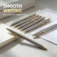 Black Silver Gold Trim Ballpoint Pen Set - Sets - View 2