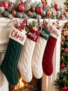 Customized Christmas Socks, Knitted Family Socks With Name, Pet Dog Socks, Holiday Decoration Gift - Multi-color 2 - View 5
