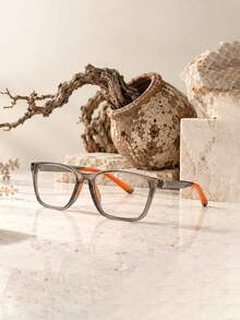 1pc Men Square Frame Eyeglasses Stylish Frame With Temple Lightweight Light Eyewear Optical Glasses For Office Casual Outdoor Daily Wear - Multicolor - View 9