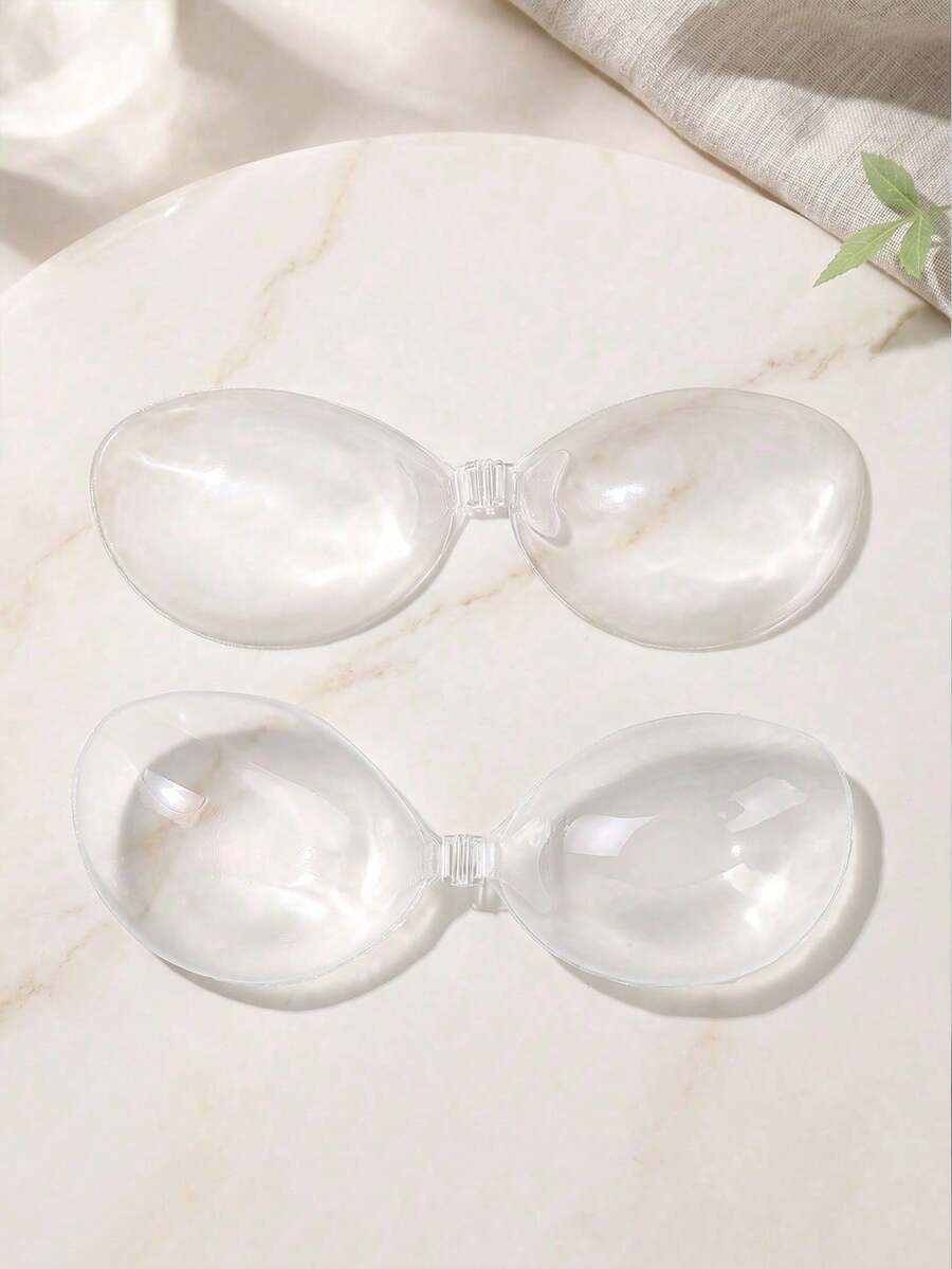 1Pair Women's Waterproof Adhesive Push-Up Bra, Reusable Silicone Invisible Bra With No Straps Or Back, Suitable For Swimwear, Wedding Dresses, Backless Outfits - Multicolor - View 1