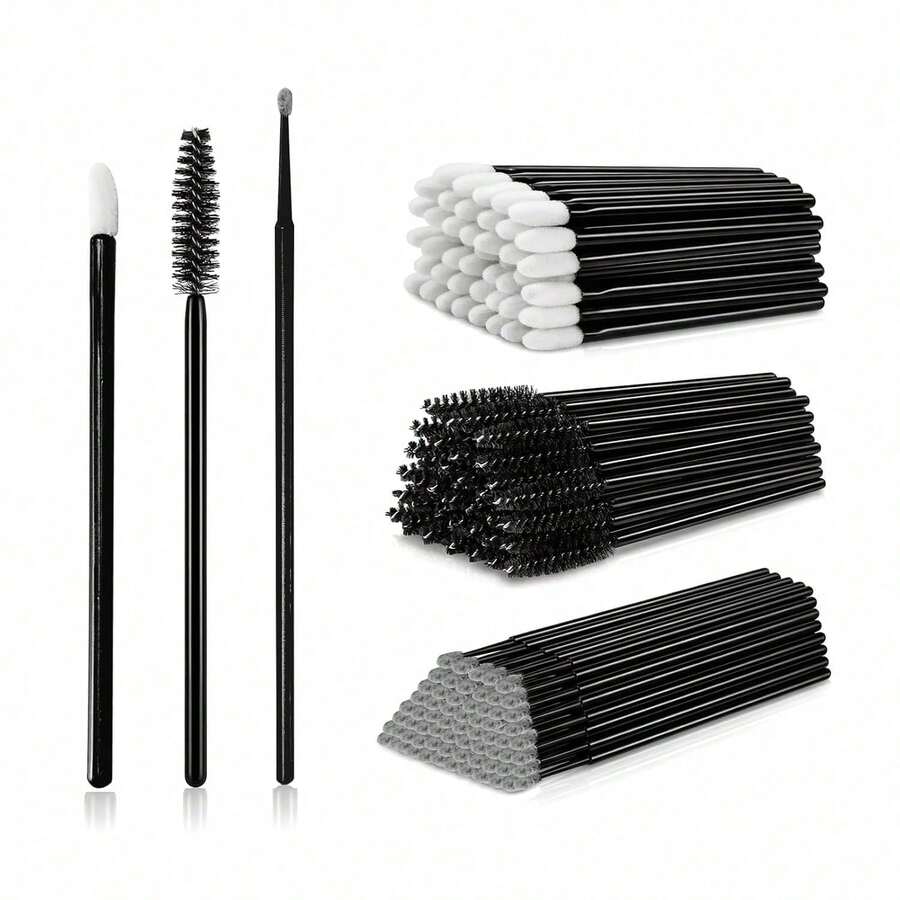300 st kit med ögonfransförlängningstillbehör, engångsspoolies för fransar, mikropinnar, mascaraborstar, läppborstar och läppstiftspapplicator - Mörkgrå - Visa 1
