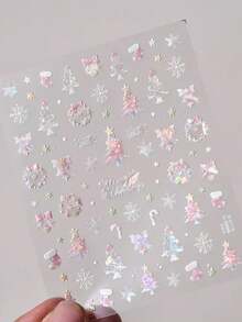 1 Crystal Diamond Pink Embossed Nail Art Charm Sticker Popular Self-Adhesive Winter Nail Charm Sticker Cute Christmas Nail Decoration Sticker DIY - Multicolor - View 8