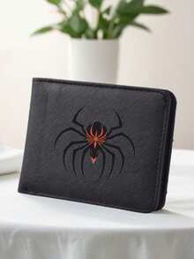 High Quality Black PU Leather Spider Print Wallet, With Spacious Capacity, Coin Pouch And Multiple Card Slots, Fashion Business Style, Perfect Gift Choice - one-size - View 3