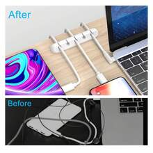 2pcs1set White/Black For Cable Clips Per Set, Flexible Cord Organizer, USB Wire Holder For Cable Management, Perfect For Desk, Car, Home & Office - Conventional - View 4