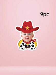 6/9/12pcs Custom Photo Cowboy Banner, Baby 1st Birthday Photo Banner With Western Cowboy Hat, Custom Kid Wild West First Birthday Backdrop Decoration - Multicolor - View 14