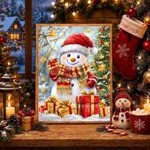1PC DIY 5D Diamond Painting Kit Christmas Snowman Pattern - Round Full Diamond Art Mosaic Craft, Home Wall Decor, Unframed - No Frame - View 3