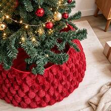 1pc Christmas Tree Collar Plush Christmas Tree Skirt, Suitable For Artificial Christmas Tree, Farmhouse Country Style Tree Ring Tree Skirt, Christmas Home Decor - Christmas Tree Skirt - View 4
