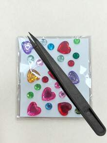 1 Set Sticker Planner Supplies, Acrylic Gemstone Decoration, Multi-Shape Rhinestone Decals, Heart Star Flower Cut Design, Glossy Finish, Self-Adhesive, Suitable For Personal Item Surface Decoration - Colorful Heart Diamond Stickers - View 12