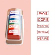 5pcs French Office Stamp Set/+3pcs Refill Bottles, Used For Office Approved Paid Copies, Business Accounting Financial Stamps Pre-Inked Rubber Stamps - Red Ink - With Tray - 5 French Financial Items - View 8