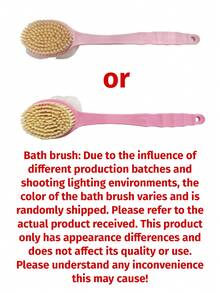 1pc Pink Long Handle Bath Brush, Double-Sided Bristles For Back Exfoliation And Shower Cleansing, Multi-Functional Loofah Brush, Home Bathroom Decor - Multicolor - View 12