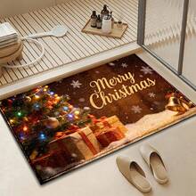 1pc Kitchen Floor Mat, Soft Faux Cashmere Material, Christmas Style Non-Slip Floor Mat, Kitchen Bedroom Doorway Entrance Mat, Bathroom Entryway Mat, Snowflake Christmas Tree Bell Pattern Mat, Suitable For Multiple Scenes Non-Slip Floor Mat, Room Decor, Holiday Gift - Multicolor - View 6