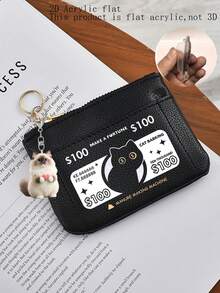 Fashion 2D Cat Pendant Coin Purse, Card Holder Coin Purse, Minimalist Anti-Theft Small Wallet, Travel Back To School Daily Accessory - Multicolor - View 13