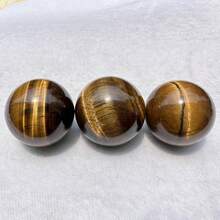 Natural Crystal Tiger'S Eye Polished Ball, Each Ball Is Unique With Irregular Cracks And Small Holes, Which Are Normal. Random Pattern Shipping. - Yellow - View 14