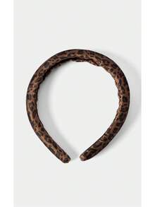 Noxbound 1pc 38cm/14.96in Leopard Print Velvet Headband, Soft Sponge Padded, Fashionable & Versatile - Multicolor - View 4
