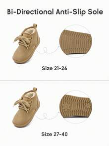 Balabala Children's Lace-Up Snow Boots, Toddler Fleece Lining, Non-Slip Warm Short Ankle Boots, Winter Shoes - Camel - View 10