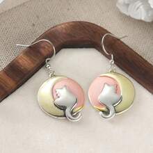 Fashionable Moon Cat Pendant Earrings, Women's Wedding Party Daily Versatile Accessory - Multicolor - View 5