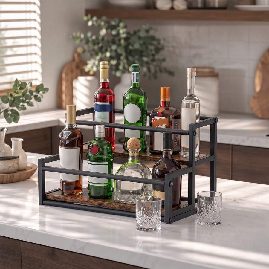 2 Tier Bottle Organizer Shelf For Countertop Display - View 1