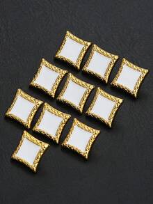 10pcs Black White Enamel Square Sew-On Buttons, Luxury Alloy Hand Sew Buttons For Jacket, Formal Suit DIY Accessories - Multicolor - View 13