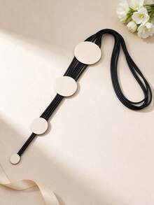 MARLIWOO 1pc Exaggerated Gothic Style Unique Niche Elegant Banquet Party Jewelry Long Black Necklace - Black - View 2