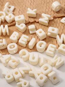 26/10pcs Ivory Acrylic Letter Beads, A~Z 26 Letters Complete, Suitable For DIY Handmade Keychains And Phone Charms, Can Be Used For Various Occasions, Essential Material For DIY Creative Crafts. - White English Letters - View 2