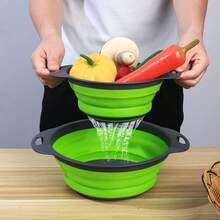 3-Piece Set Of Foldable Silicone Filter Liners, Foldable Food Strainers – Green, In Lengths Of 25 Cm, 30 Cm And 35 Cm - Green - View 5