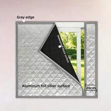 Zippered Aluminum Foil Thermal Curtains, Gray Trim, Thickened Padded Lining, Windproof And Cold-Insulating Winter Window Insulation Curtains - Silver Curtain Grey-edged Right-opening Zipper Style - View 1