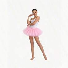 4-Layer Adult Ballet Tutu Mesh Skirt, Suitable For Performance, Costume Party, Cake Skirt, Cosplay And Party Occasions; Cute 4-Layer Ballet Skirt, Suitable For Party Events; Women's Christmas Decoration - Pink - View 1