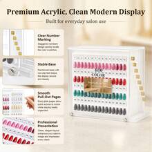 480 Colors Magnetic Pull-Out Acrylic Nail Art Display Box, Detachable Nail Art Tip Display Board, Color Card Storage Organizer Rack, Reusable Nail Art Display Stand, Nail Salon Supplies, Color May Vary - Gold - View 4
