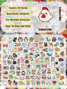 somoving 100pcs Cute Cartoon Animal Stickers, Watercolor Animal Stickers, Zoo Stickers, Decorative Stickers, Stationery Stickers, Waterproof Vinyl Stickers, Suitable For Water Bottles, Computers, Laptops, Phones, Suitcases, Notebooks, Refrigerators And More. - Multicolor - View 3