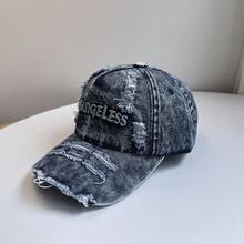 1pc Men's Distressed Baseball Cap, Washed Vintage Style, Unisex Fashion Retro Letter Embroidery, Street Casual Party - Multicolor - View 4