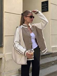Fashion Women's Winter Cardigan Short Sweater, Chinese Frog Button Decoration, Long Sleeve Round Neck, Suitable For Autumn Outfit - Multicolor - View 4
