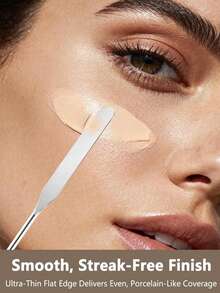 2/1 cái dụng cụ thoa kem nền bằng thép không gỉ, thiết kế hai đầu, một đầu để trộn và một đầu để thoa, phù hợp để trộn kem nền dạng lỏng, kèm túi đựng, tiện lợi khi đi du lịch - Nhiều màu - Xem 2