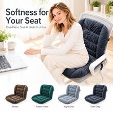1pc Grey Thickened Integrated Backrest Seat Cushion, Solid Color Quilted Chair Pad, Suitable For Office Chair, Computer Chair And Home Seating, Chair Not Included - Light Grey - View 1