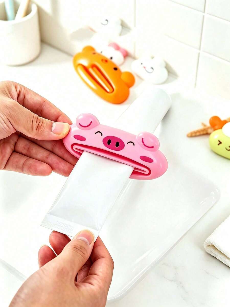 Multicolor Cute Animal-Shaped Plastic Toothpaste Extruder, Slouchy Manual Toothpaste Extruder, Multi-Functional Household And Outdoor Effortless Toothpaste Extruder - Multicolor - View 1