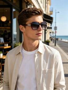 WSZ Fashionable Gradient Neutral Glasses With Hollow Geometric Design. Suitable For Various Activities Such As Daily Travel, Driving, And Deach Vacations - 15001-a - View 7