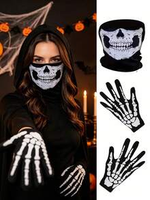 1pc/2pcs/3pcs Unisex Skull Funny Face Mask Balaclava Riding Mask Neck Gaiter, Suitable For Daily Riding, Halloween Party, Outdoor Activities - Multicolor - View 10