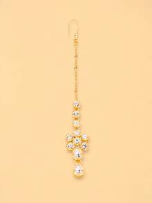 1pc Elegant Sparkling Rhinestone Forehead Hair Chain, Round Water Drop Crystal Headpiece, Suitable For Bridal Veil, Wedding, Evening Party - Rhinestones - View 8