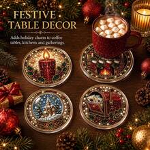 4/8pcs Autumn/Winter New DIY Colorful Pearl Rhinestone + Shiny Diamond Cup Coaster Set, Suitable For Beginners, Applicable For Home, Festival Decoration, DIY Handmade Kit, Perfect Gift Choice For Family And Friends - Rhinestone Coaster/QY214 - View 3