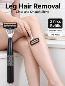 37Pcs,Men's Shaving Razor,Manual Shaver For Face,Hair Removal,Men Grooming Supplies,Replacement Razor Blades,Facial Razor - A - View 4
