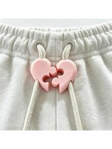 Puzzle Heart-Shaped Drawstring Lock, 2pcs Split Heart Stoppers, Plastic Toggle Buckle, Suitable For Sweatpants, Hoodies, Backpacks, Clothing Accessories, Drawstring Lock Replacement Parts, For Drawstring Repair, Couple Valentine's Day Gift - A - View 7