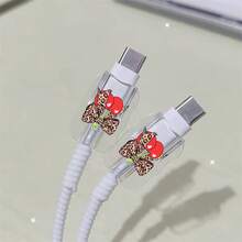 Cherry Style Apple Charger And Cable Protector Set, Durable Apple 18-20W Charging Cable Protective Case, Anti-Break Cable Organizer - Multicolor - View 4