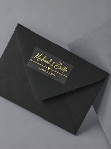 12/8/3/5pcs Personalized Transparent Stickers | Customized Name Vintage Border Transparent Self-Adhesive Labels | Multi-Color Options, Suitable For Gift Packaging And Handmade Commercial - Multicolor - View 2